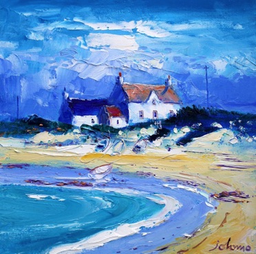 Crofts on the shore Isle of Tiree 16x16